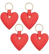 CALFOVERA 4PCS PU Leather Heart Keychain for Women Cute Love Shaped Key Ring Organizer Pendants