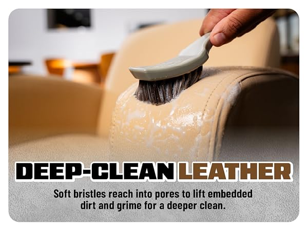 Agitates cleaner and breaks dirt loose from grain, seams, and perforated leather.