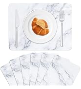 Marble Plastic Placemats Set of 6 Marbles Table Mats Marble Theme Place Mats Wipe Clean Washable ...