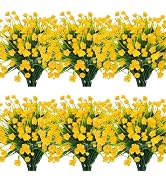 TURNMEON 12 Bundles Artificial Flowers for Outdoors Summer Decor, Realistic UV Resistant Fake Pla...