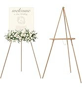 MEEDEN Beech Wood Display Wedding Easel Stand, Max Height 64'' Holds Up to 40"/11lb, Wooden Displ...