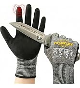 TitanFlex ANSI A5 Cut Resistant Work Gloves, Sandy Nitrile Anti-Slip Grip, 3D Comfort Fit, Breath...