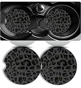 2Pcs Black Car Cup Coasters Leopard Cheetah Print Car Coasters for Cup Holders Anti-Slip Rubber C...