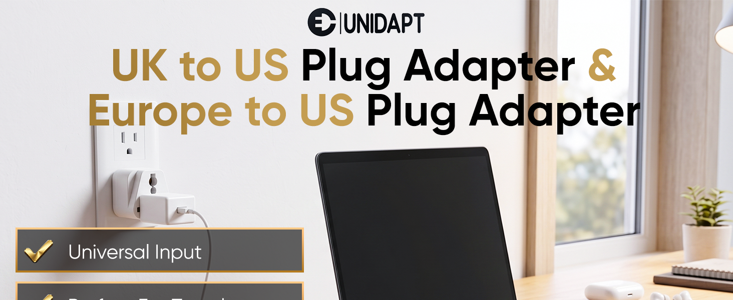 UK to US and Europe to US Plug adapter