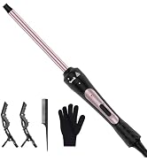 3/8 Inch Curling Iron, Small Curling Wand for Short & Long Hair, Ceramic Wand Curling Iron with 2...