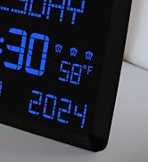 Digital Wall Clock, 11.5" Extra Large Display Calendar Alarm Day Clock with Date and of Week, Tem...