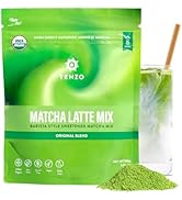 Tenzo Matcha Green Tea Powder, Organic Cafe Sweetened Matcha Latte Green Tea Powder, Ceremonial B...