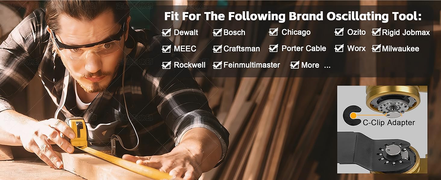 Tool Blades Set with C-Clip Adapter – Compatible with Dewalt, Bosch, Milwaukee & More Multitools