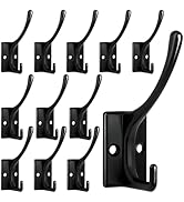 Homanu 12 Pack Coat Hooks, Heavy Duty Coat Hooks Wall Mounted with 24 Screws, No Rust Double Hook...