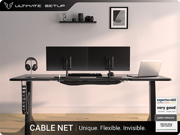 Cable management net under desk