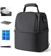 NCVI Breastmilk Cooler Bag with 2 Ice Pack, Breast Pump Bag with Cooler Fits 6 Bottles, Double La...