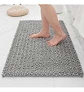 Ruggnovea Small Bath Mat 24x17 Non Slip Absorbent Bathroom Rug for Sink & Shower Thick Washable B...