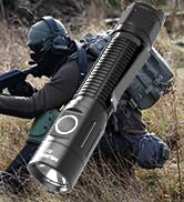 MIJOMI J81 Tactical Flashlight with Holster Rechargeable, 1300 Lumen Super Bright IP68 Waterproof...