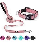 NESTROAD Reflective Dog Collar and Leash Set,Soft Neoprene Pet Collar with Quick Release Buckle,A...