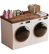 Unionly Washer Dryer countertop with Edge Rails and Non-Slip Mat,Wooden Laundry Countertop for La...