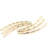BEADNOVA 30pcs 14k Gold Plated Twist Curved Long Noodle Tube Beads for Jewelry Making Bracelet (2...