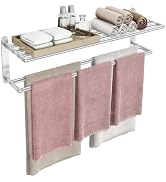 VOTZAAQ 32 in Towel Racks for Bathroom, Bath Towel Shelf with Double Towel Bar, Stainless Steel T...