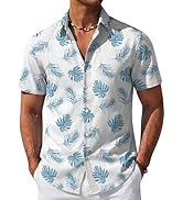 COOFANDY Mens Hawaiian Shirt Short Sleeve Button Down Beach Vacation Shirt Retro Summer Tropical ...