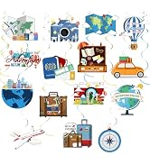 36pcs Travel Themed Hanging Swirl Decorations Let The Adventure Begin Bon Voyage Decor Farewell R...