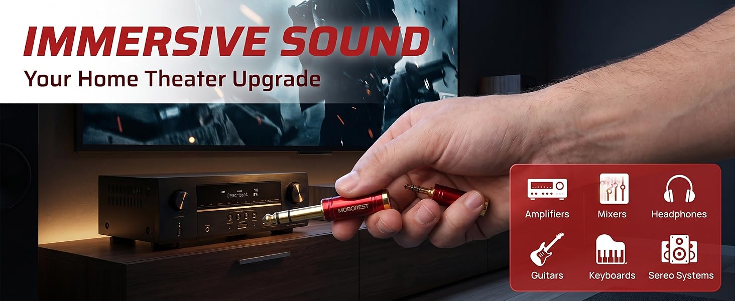 3.5mm to 1/4'' Stereo Audio Adapter, 3.5mm to 1/4'' (6.35mm) Headphone Adapter