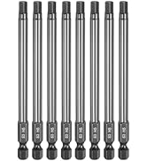 HARFINGTON 8pcs Flat Hex Head Drill Bit H5 (5mm) Magnetic Tip 1/4" Hex Shank 100mm (4") Long Mirr...