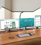 Pzloz Led Desk Lamps for Home Office - Eye Caring Architect Lamp with Clamp, Double Head Computer...