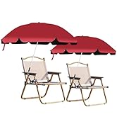 Blissun 2 Pack Beach Umbrella with Clamp, Adjustable Umbrellas for Chair, UPF50+ Sun Shade Umbrel...