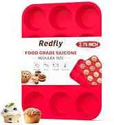 Redfly Silicone Muffin Pan & Cupcake Pans for Baking - 12 Cup Regular Size BPA Free Egg Bites Molds