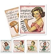 Retro Housewife Dish Cloths for Kitchen, 6 Pack Funny Sarcastic Reusable Swedish Dish Cloths, Abs...