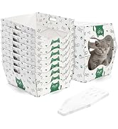 SOUJOY 8 Pack Disposable Cat Litter Box, Sturdy White Cardboard Litter Boxes with Scoop, Anti-Spl...