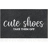Welcome Mat Outdoor Entryway Cute Shoes Take Them Off Mats for Front Door with Rubber Backing Doo...