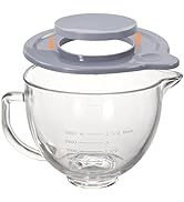 5QT Glass Bowl Compatible with KitchenAid 4.5 and 5-Quart Tilt Stand Mixers,Glass Mixing Bowl wit...