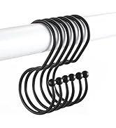 Goowin Shower Curtain Hooks, Anti-Fall S-Shaped Shower Curtain Ring, Decorative Black Shower Curt...