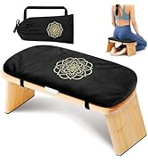 Hihealer Folding Bamboo Meditation Bench with Cushion & Carry Bag – Ergonomic Yoga and Prayer Sto...