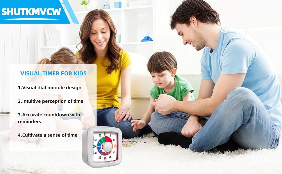 Visual Timer for Kids, 60-Minute Countdown Timer for Kids and Adults