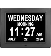 ybest Extra Large Day Date Time Digital Day of Week Clock 8 Alarm Option for Seniors Elderly with...