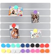 6Pcs Magnetic Strip, Metal Magnet Board with 20 pcs Colorful Magnet, Frameless Magnetic Strips wi...