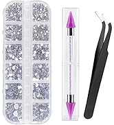 Canvalite 1500PCS Rhinestones Flat Back Gems, Nail Rhinestones Nail Art Gems with Pick Up Tweezer...