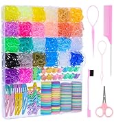 Colorful Rubber Bands Set, 2020Pcs Elastic Hair Ties with 5 Styling Tools 40Pcs Hair Clips Hair A...