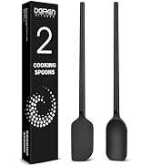 2 Pack Silicone Spatula Spoonula Set, BPA-Free & Heat Resistant Rubber Scraper, Long Handle Flexi...