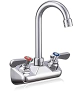 Sepaitek Leak-Free Kitchen Faucet Wall Mount 4" Center, Commercial Sink Faucet for Restaurant Tri...