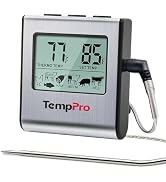 TempPro TP16 Large LCD Digital Cooking Food Meat Thermometer for Smoker Oven Kitchen BBQ Grill Th...