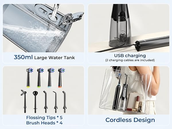 toothbrush with water flosser