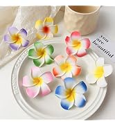 2Pcs White and Pink Hawaiian Frangipani Plumeria Clips and Barrettes Foam Head Flower Party Beach...