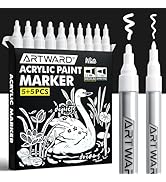 ARTWARD White Acrylic Paint Markers 10 Pack, 0.7mm Fine Tip And 3mm Medium Tip Acrylic Paint Pens...
