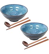 STE-CER Ceramic Japanese Style Ramen Bowl Set with Chopsticks,8 inch 40 oz Pho Bowls & Asian Soup...