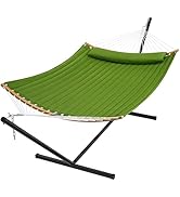 SUPERJARE Hammock with Stand, 2 Person Heavy Duty Hammock with Padded Cotton, Detachable Pillow &...