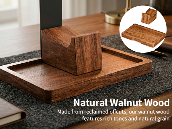 Solid Walnut Wood Headphone Stand with Controller Holder|2-in-1 Gaming Desk Organizer|for PS5