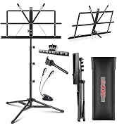 5 CORE Sheet Music Stand 2 in 1 Dual Use Professional Portable Adjustable 27.6-67 Inch Folding Mu...