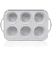 Vnray Jumbo Silicone Muffin Pan with Metal Frame, Non Stick Silicone Cupcake Pan with Handles 6 C...